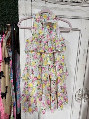 NWT Janie and Jack Floral Ruffle Dress - Pink, Yellow, Green